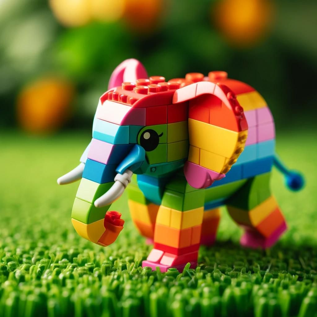 A_LEGO_animal,_specifically_an_elephant,_made_from