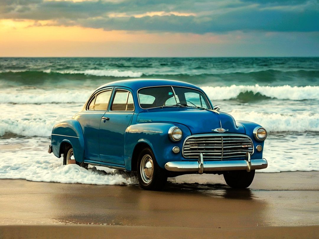 A Car and Teal Blue Sea