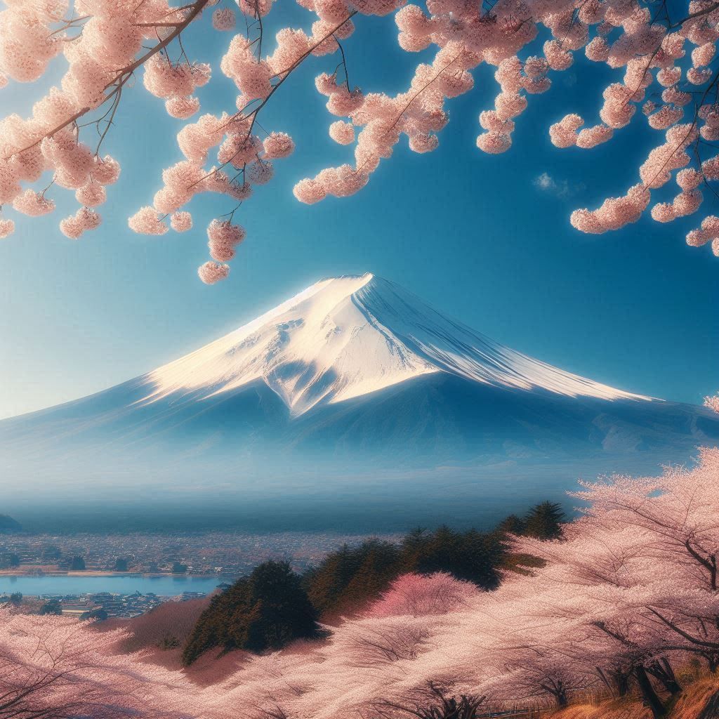 Mount Fuji and cherry blossoms