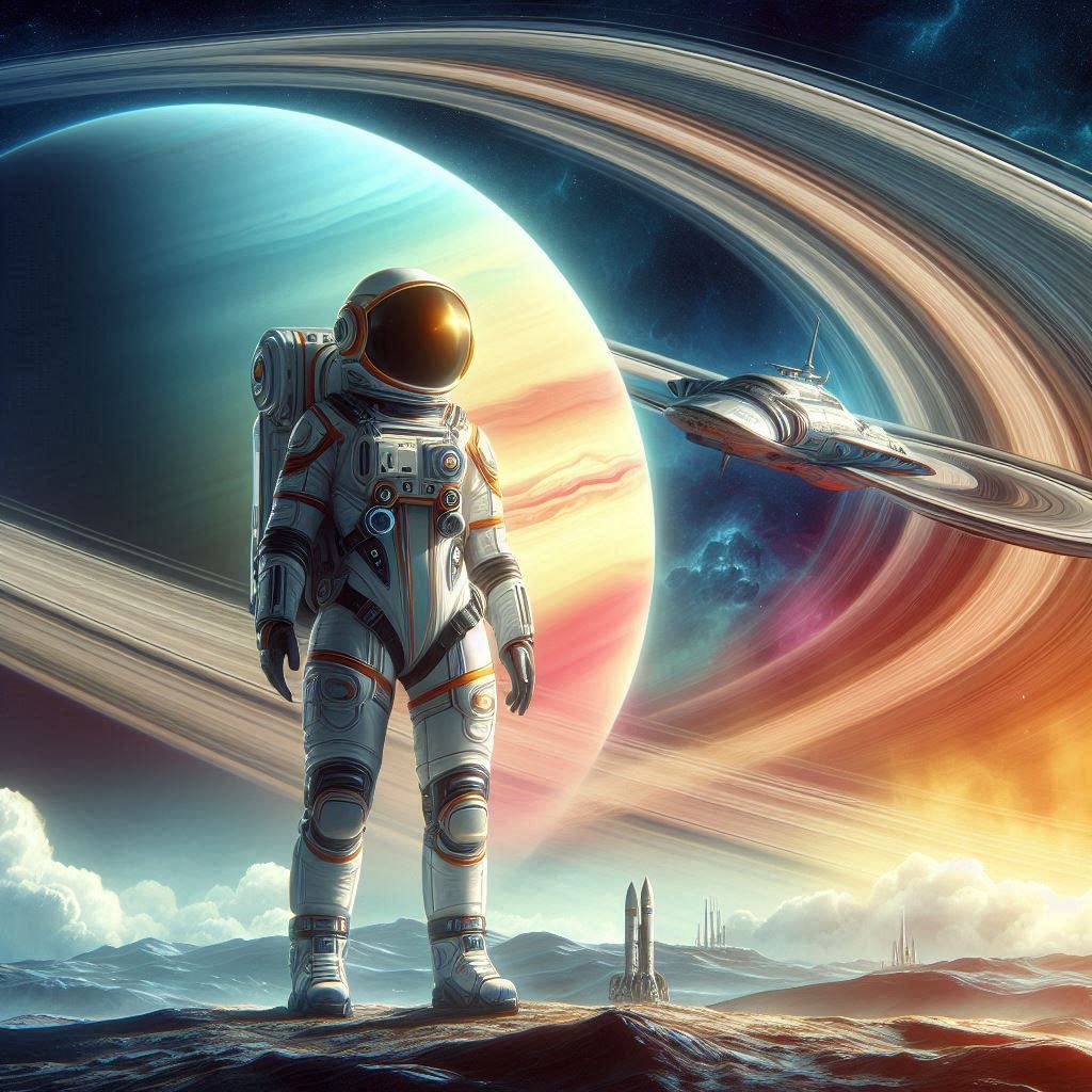 Astronaut on Saturn