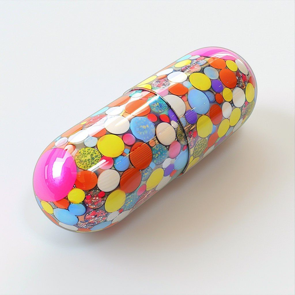 festive pill with confetti