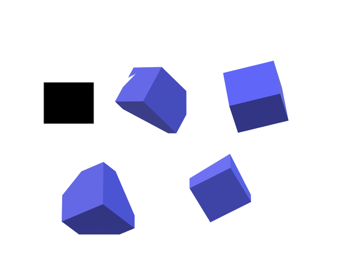 3D blue shape and 2D black shape