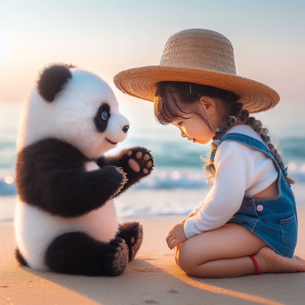 Baby Panda Playing with a firend