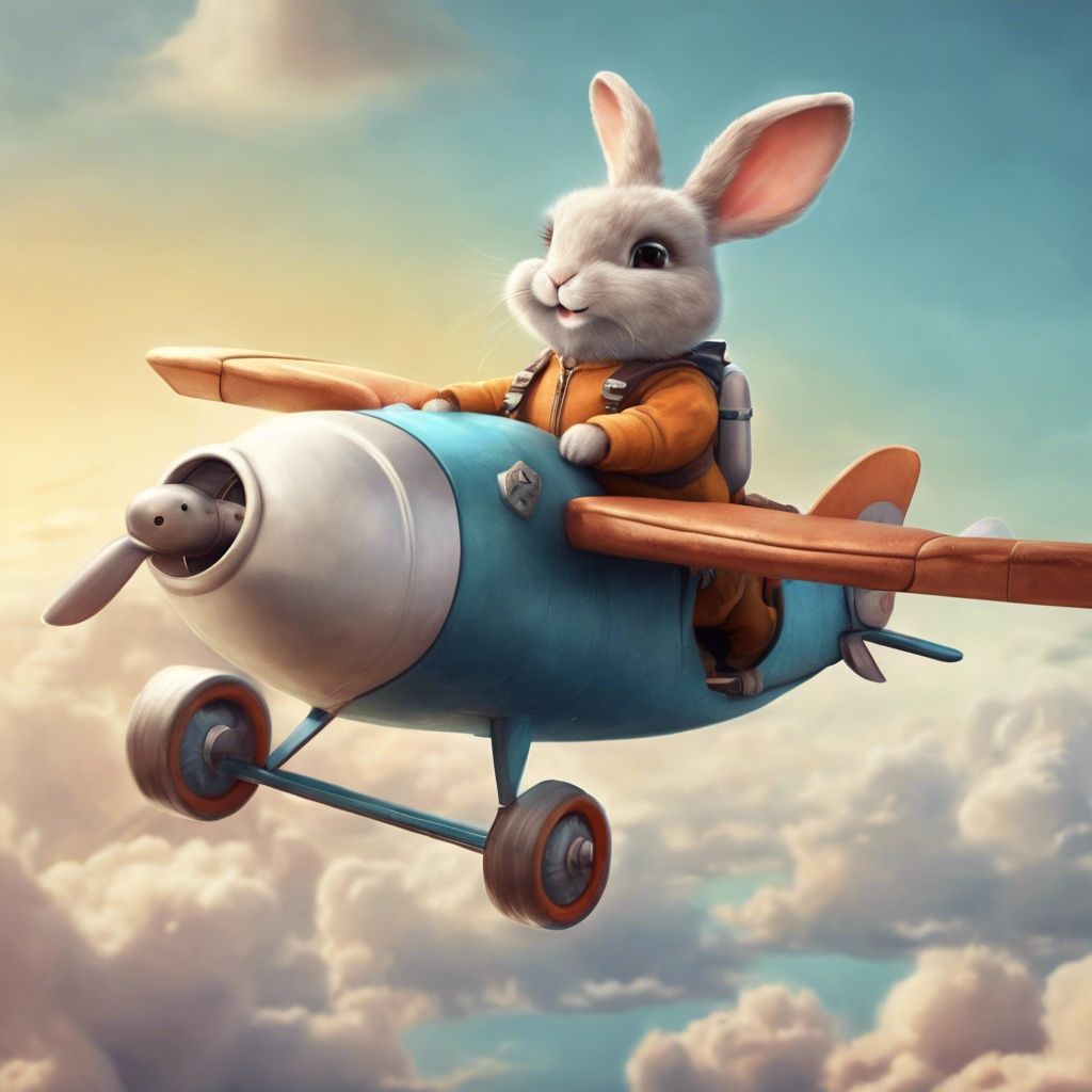 The rabbit is flying