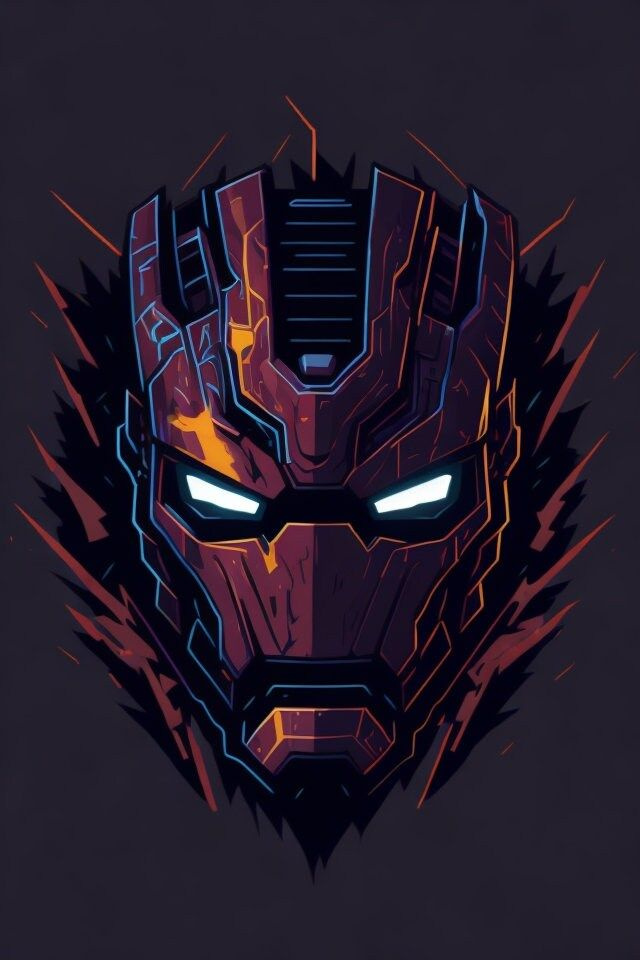 centered,isometric,vector t-shirt art ready to print highly detailed colourful,face is covered by highly detailed iron man mask