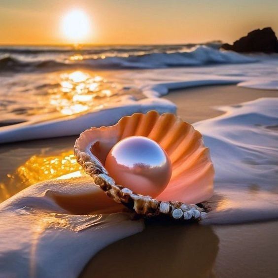 Shell with pearls