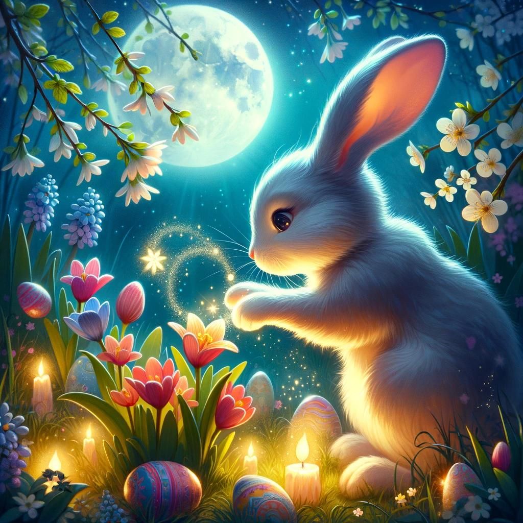 A_magical_rabbit_creating_spring_flowers_with_its_