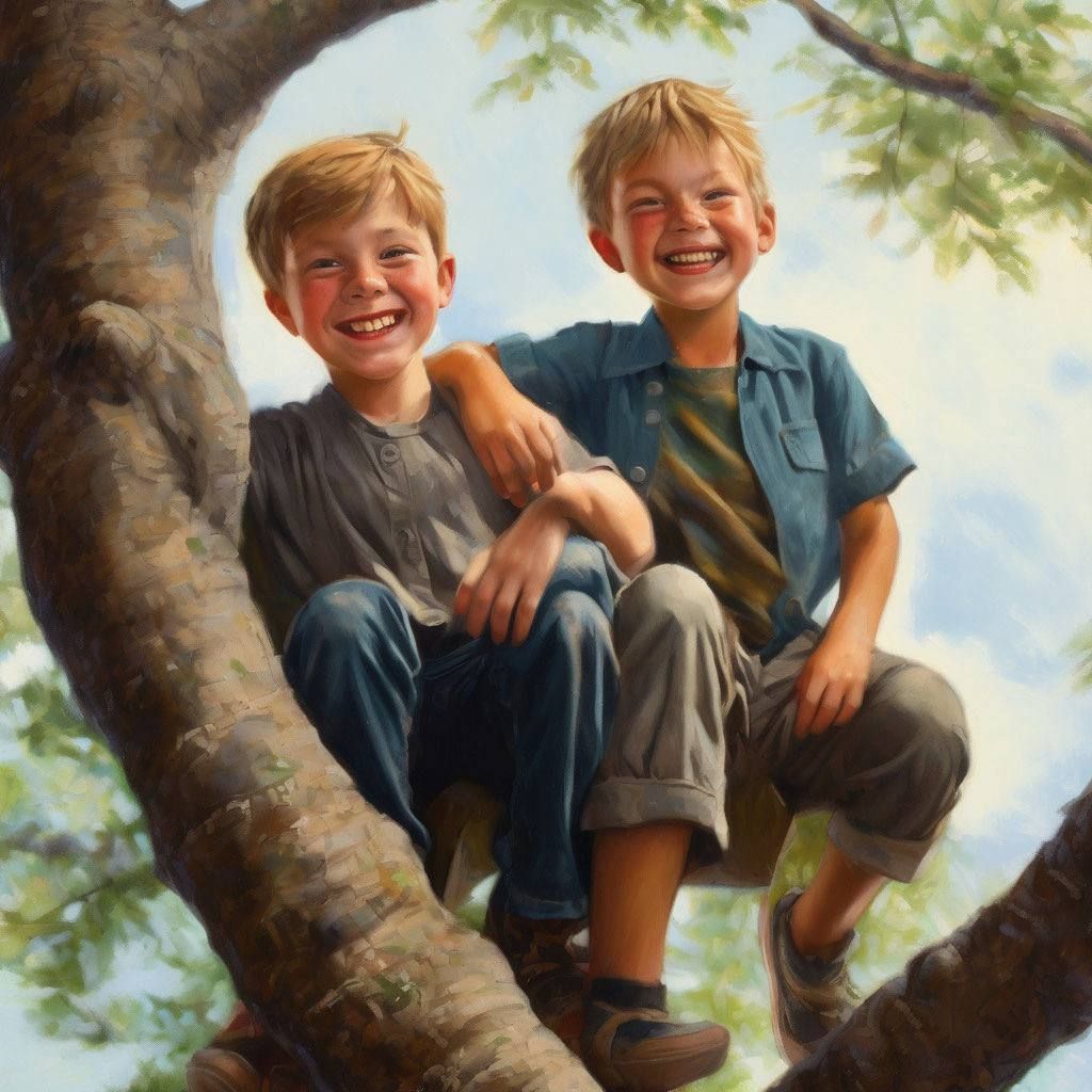 2 boys on the tree