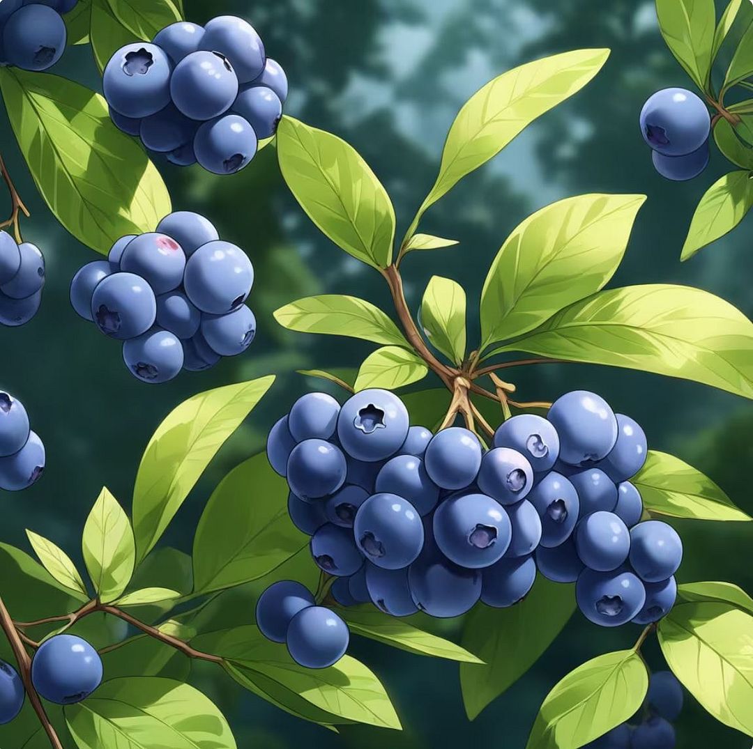 Delicious ripening blueberries