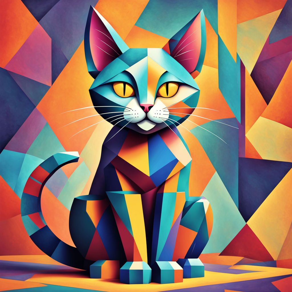 Cat from cubism-inspired