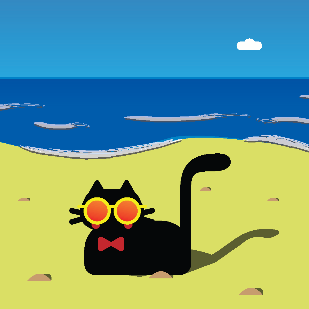 The cat in the beach