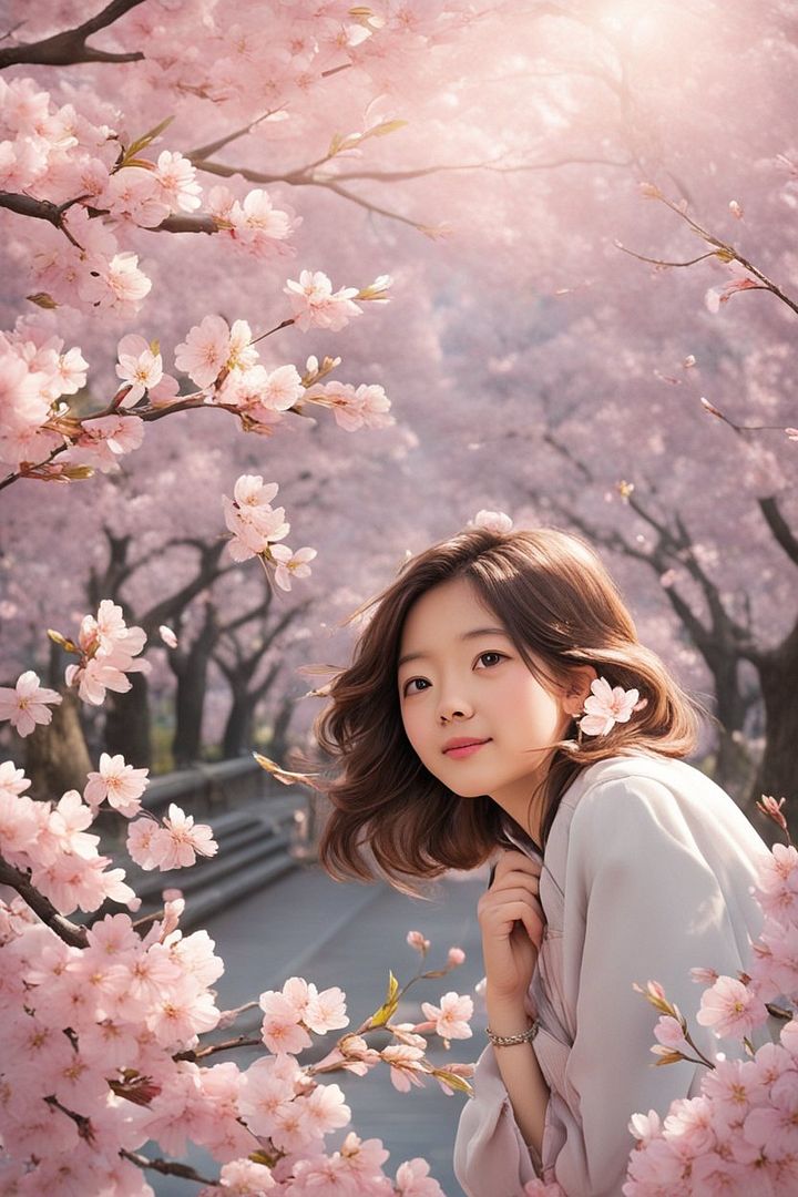 cherry blossoms and girl