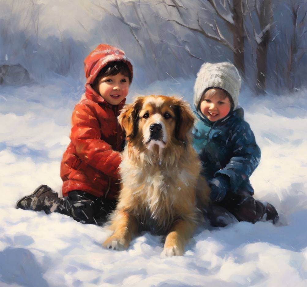 Children and a dog