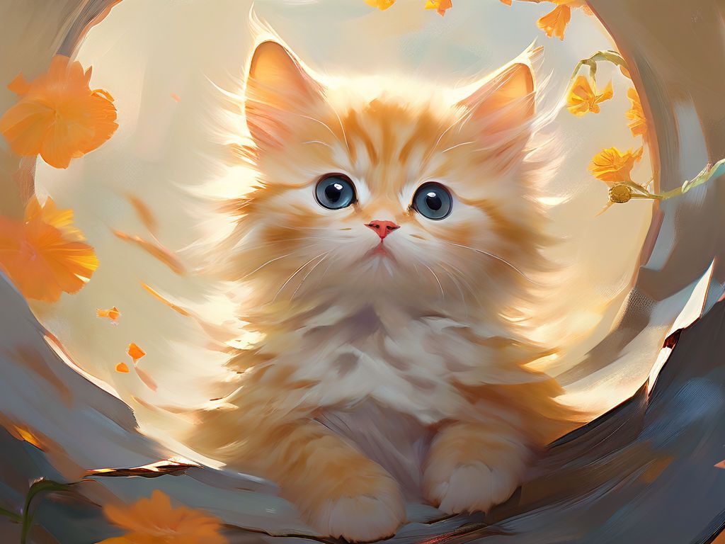 yellow kitten in spring