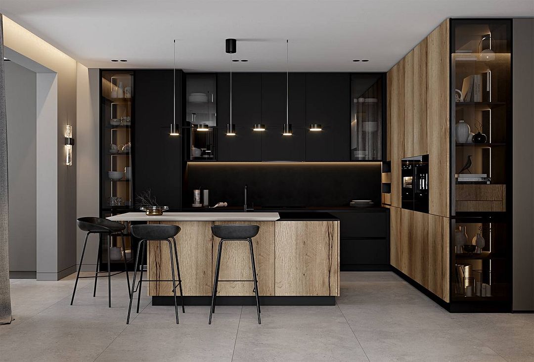 kitchen in dark colors