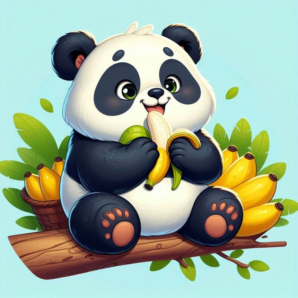 A panda and a banana