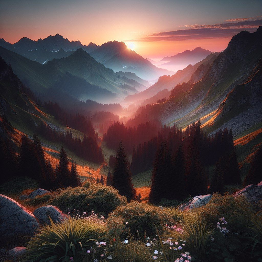 dawn in the mountains