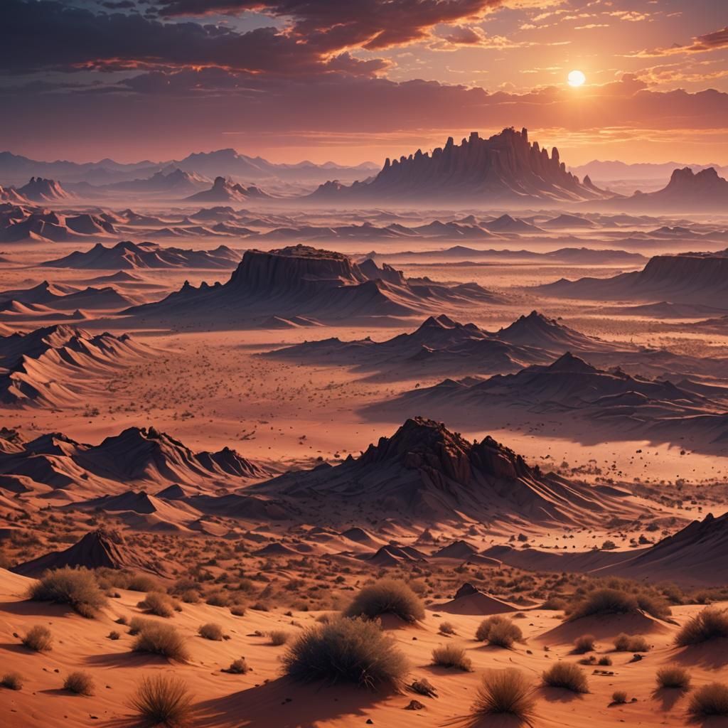 Sunset in desert