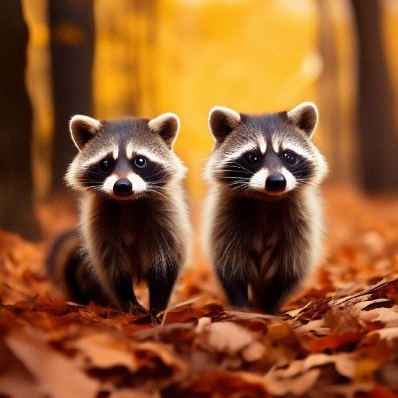 two raccoons