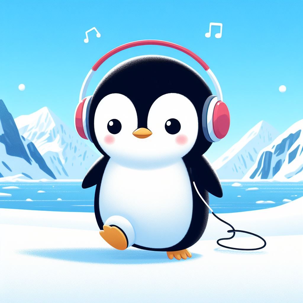 Antarctic Penguins Listening to Music