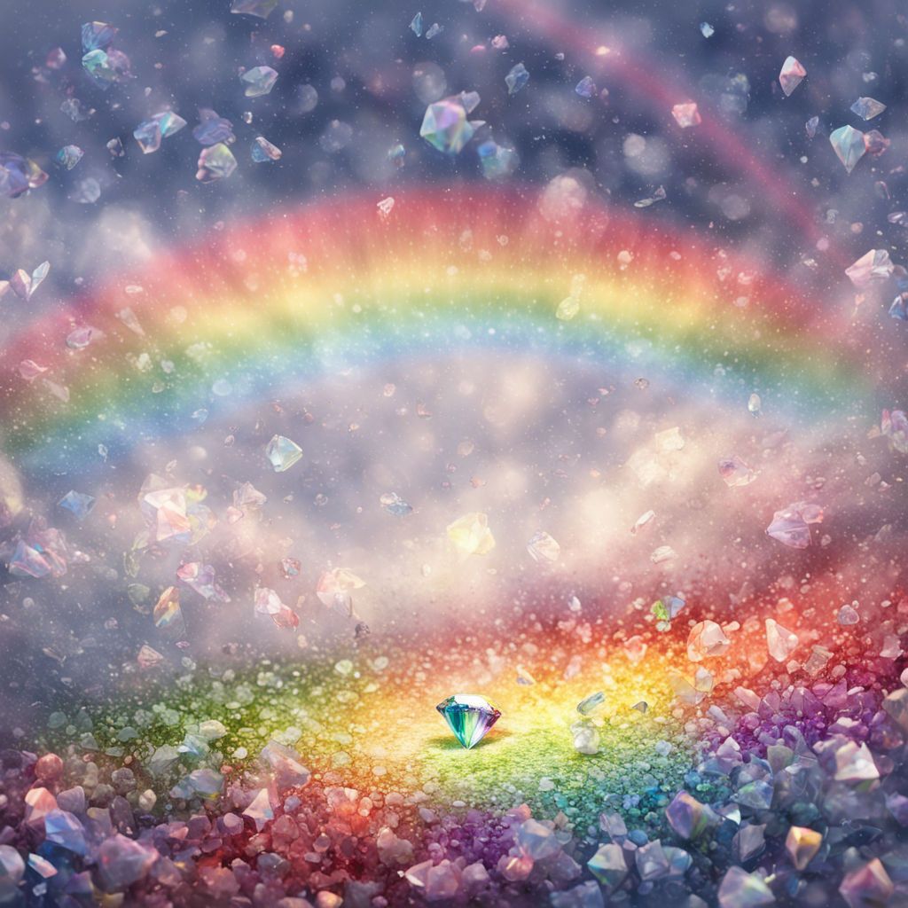 A rainbow-colored diamond scattered by the wind