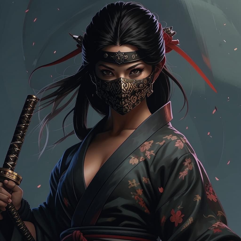 A young lady with a katana