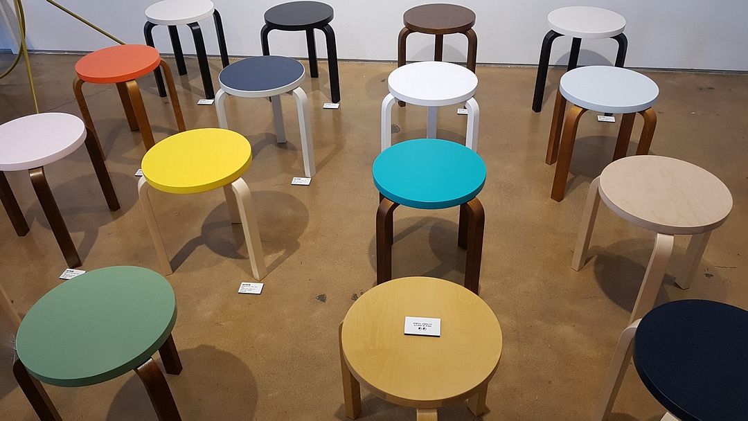 a variety of colored stools