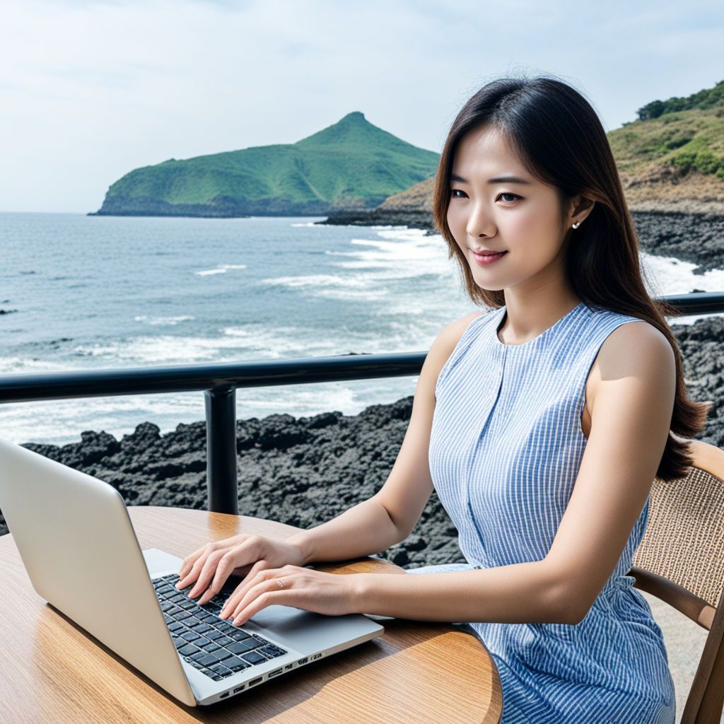 a-beauty-woman-doing-a-laptop-at-a-cafe-along-the-coast-of-jeju-island