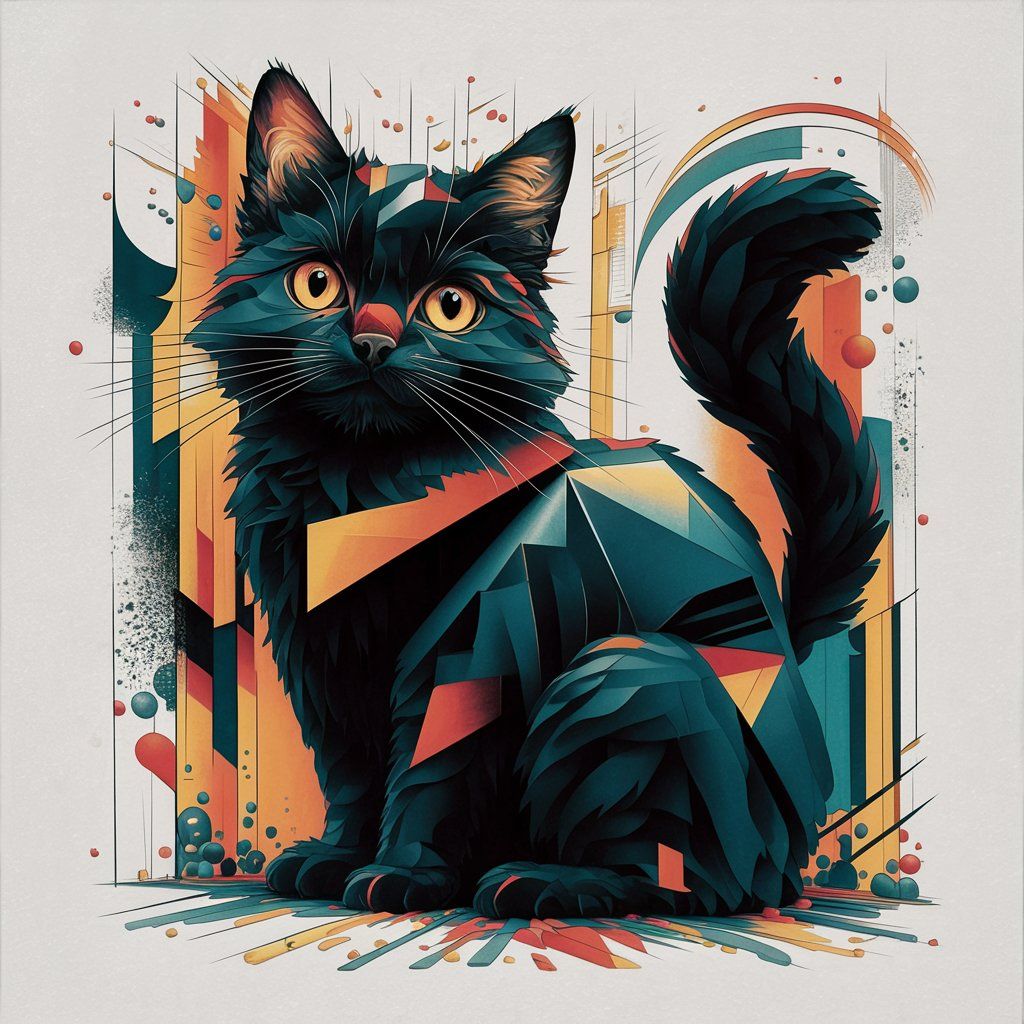 colorful black cat