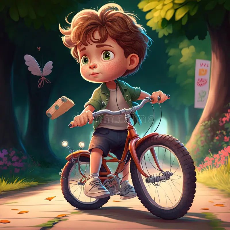 cute-boy-bicycle-images-generative-ai-268099307