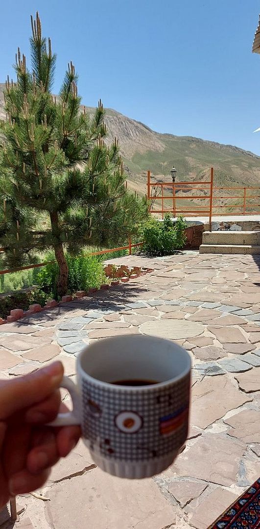 Drinking coffee in nature