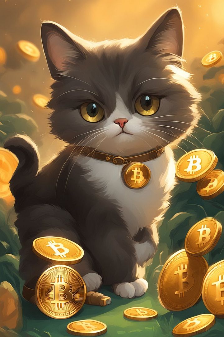 A cute cat is mining(bitcoin)