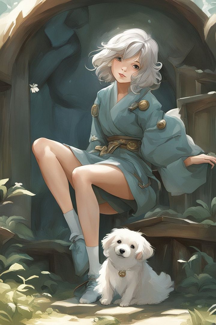 girl and dog