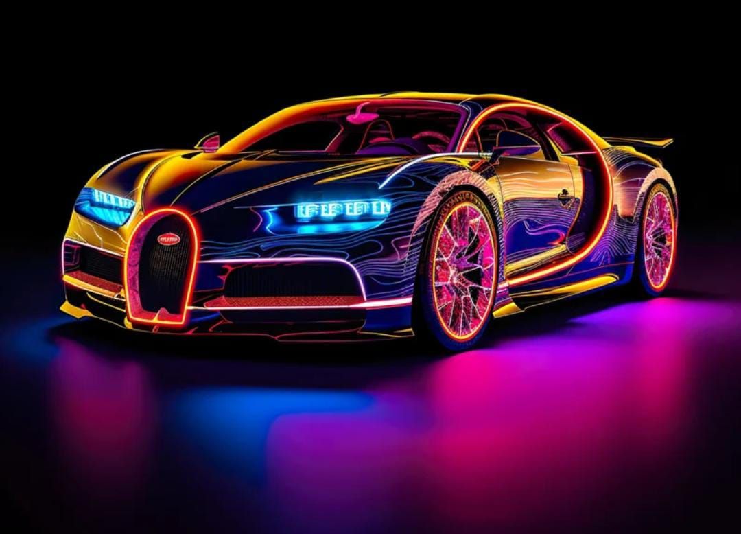 buggati chiron Neon Art