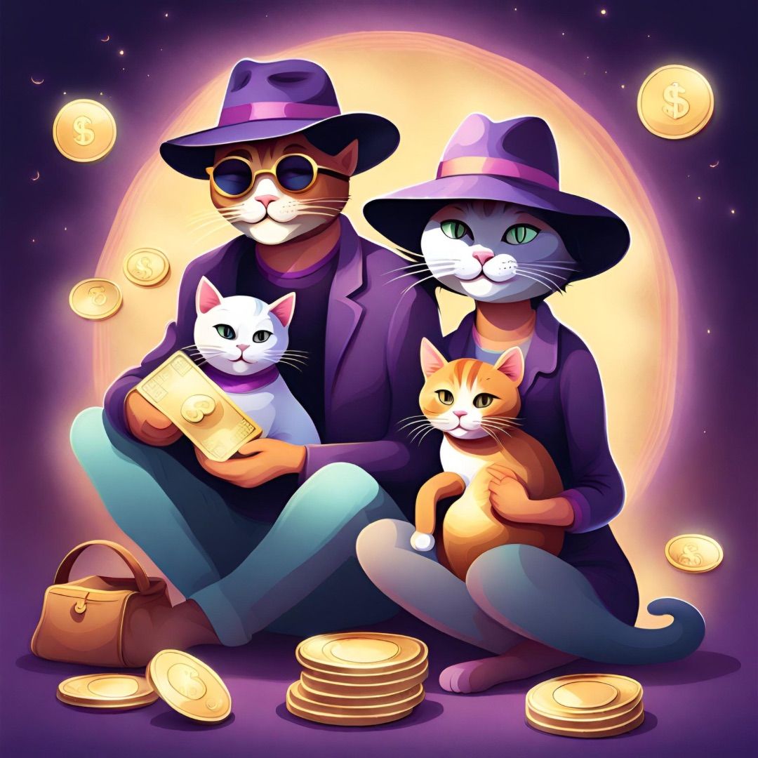 family of four rich cats