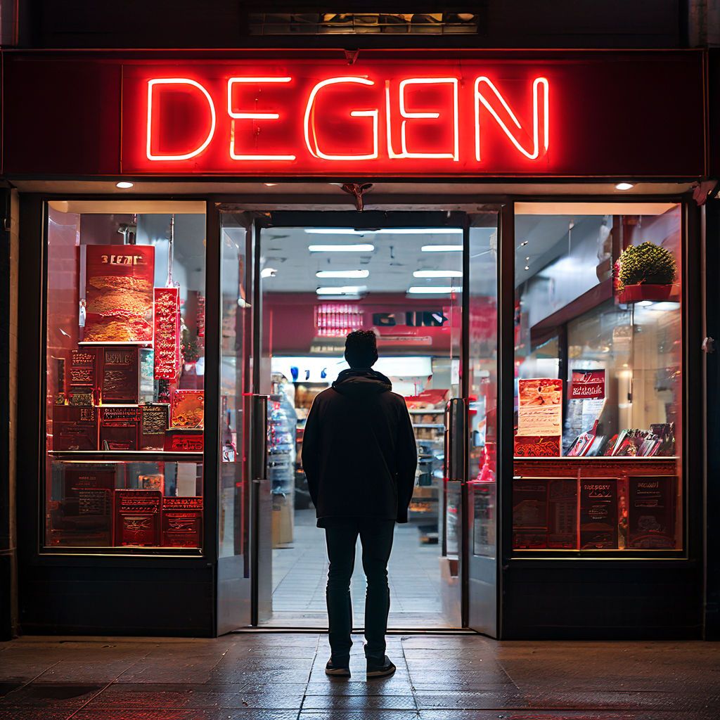 a-person-entering-a-store-with-a-sign-called-degen