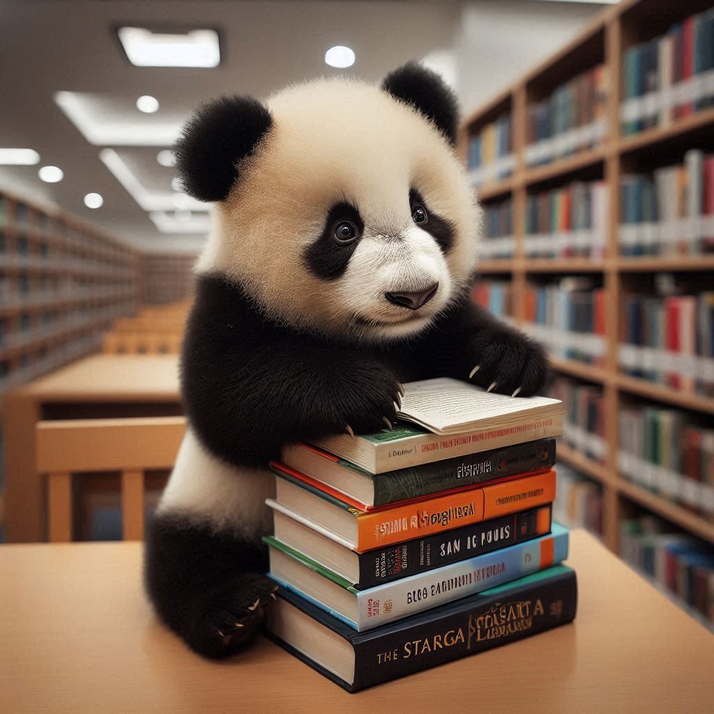 Baby Panda Picking a Book