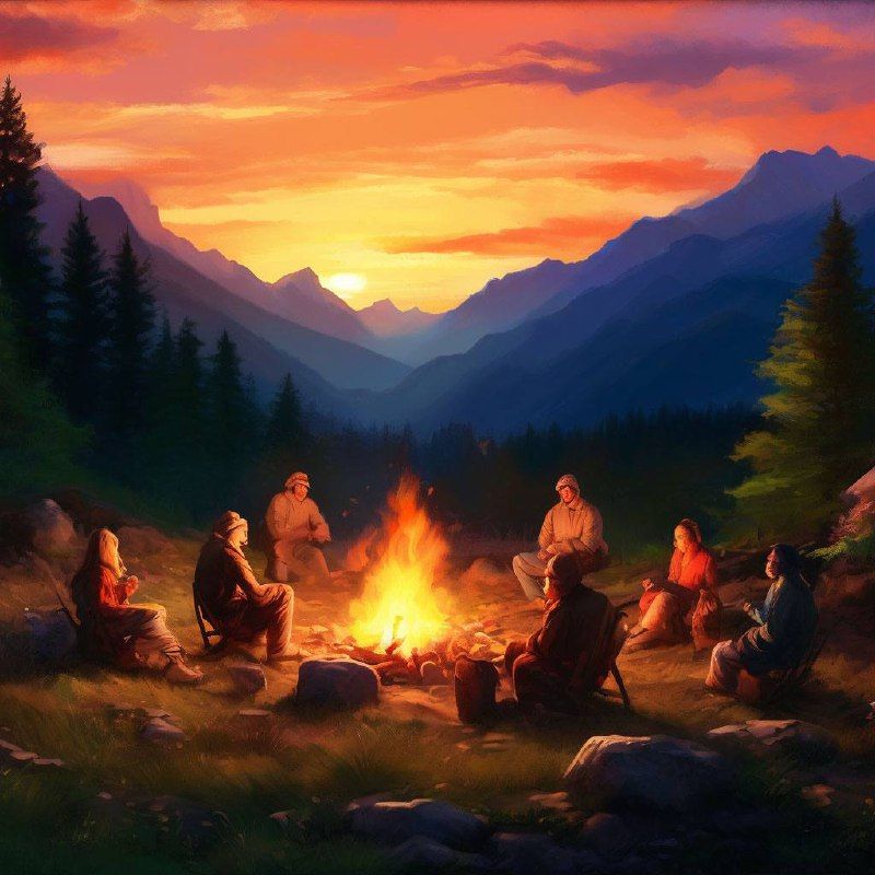 gathering by the fire