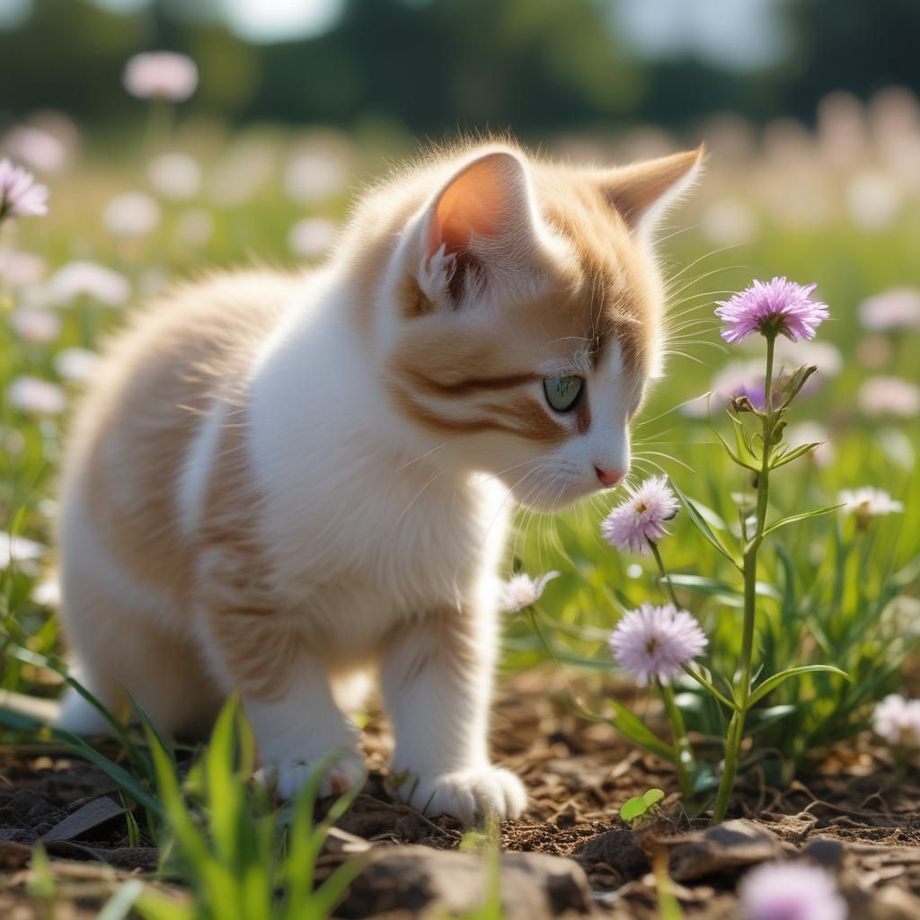 kitten_likes_flowers