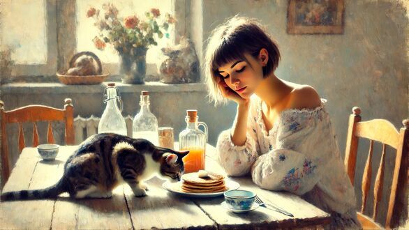 Girl & Cat