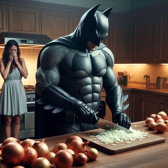 Batman in the kitchen