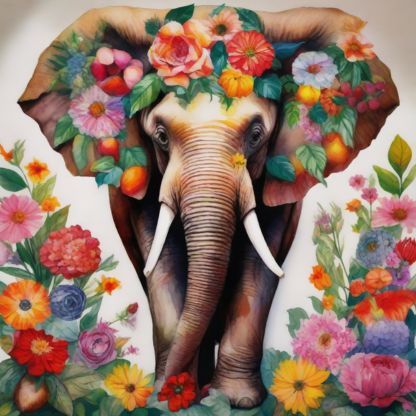 an Elephant  with flowers 1