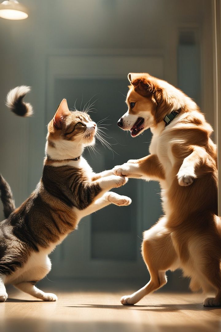 dance competition between cat and dog