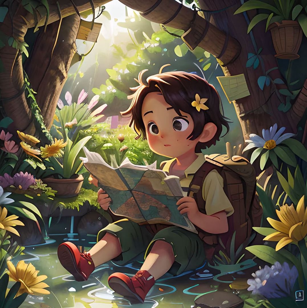 girl reading a book in the forest