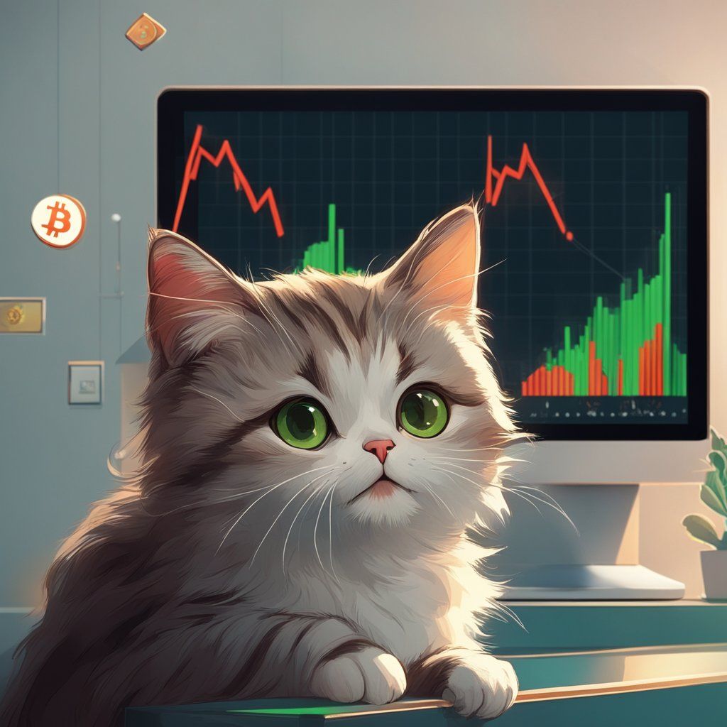 A cat imagines Bitcoin going up