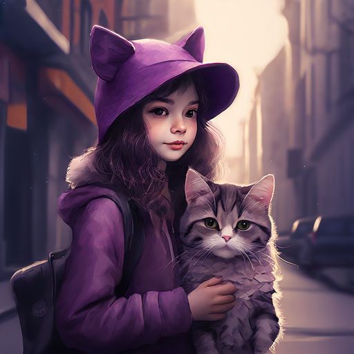 girl and cat