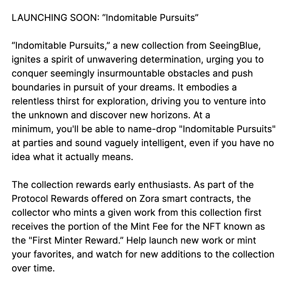 ● LAUNCHING SOON: “Indomitable Pursuits” ●