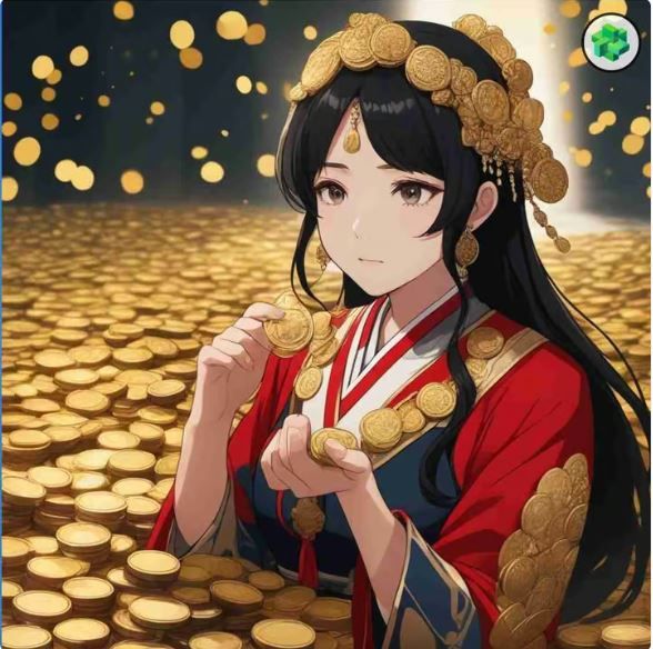 A beautiful Korean woman who became suddenly rich with coins.