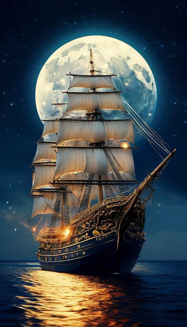 ship in the moonlight