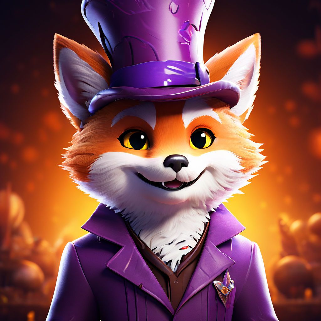 charlie-and-the-main-character-of-the-chocolate-factory-the-metamask-logo-fox-wearing-a-purple-hat